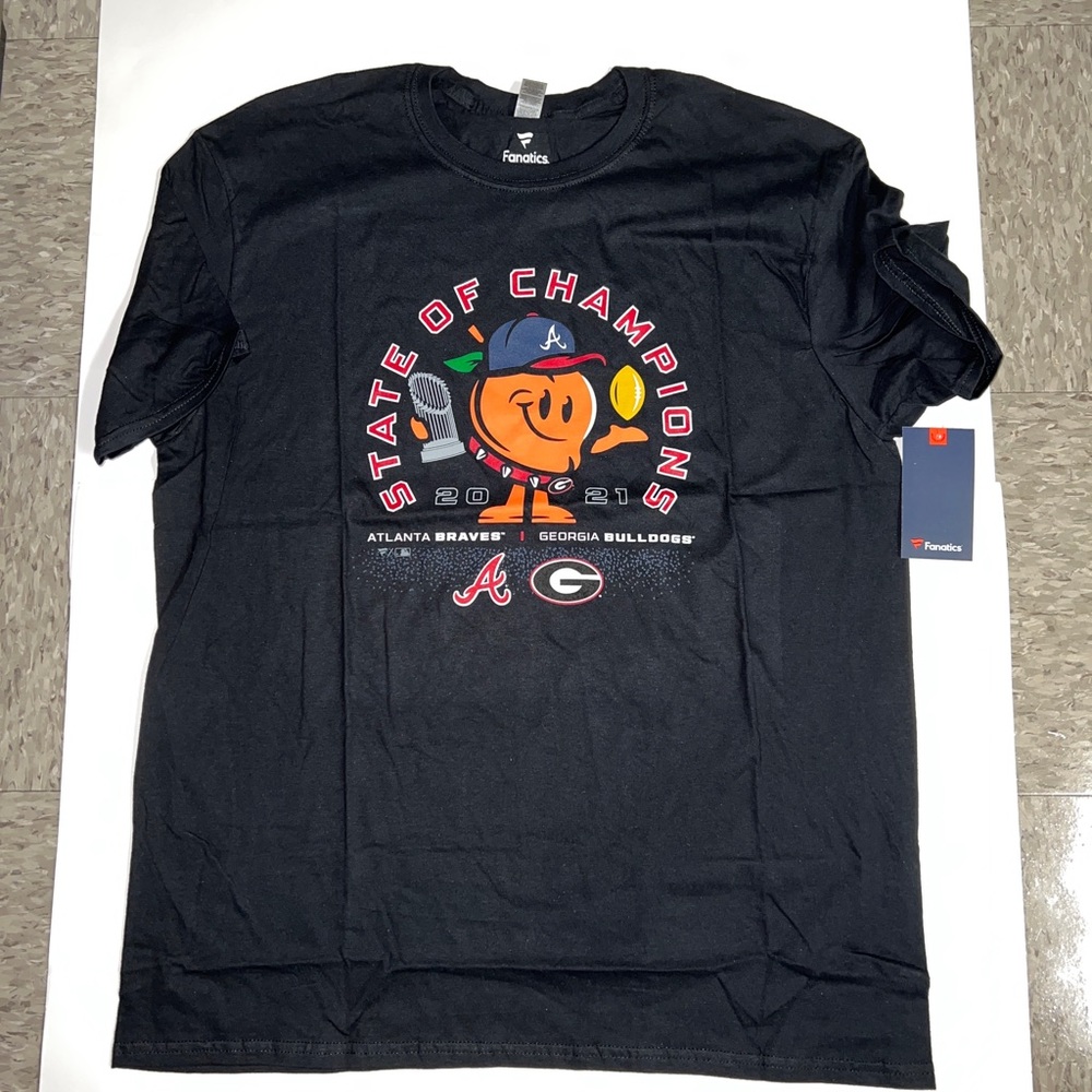Fanatics Black Georgia Bulldogs x Atlanta Braves 2021 State of Champions Tee XL